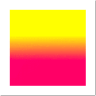 Neon Pink and Neon Yellow Ombré Shade Color Fade Posters and Art